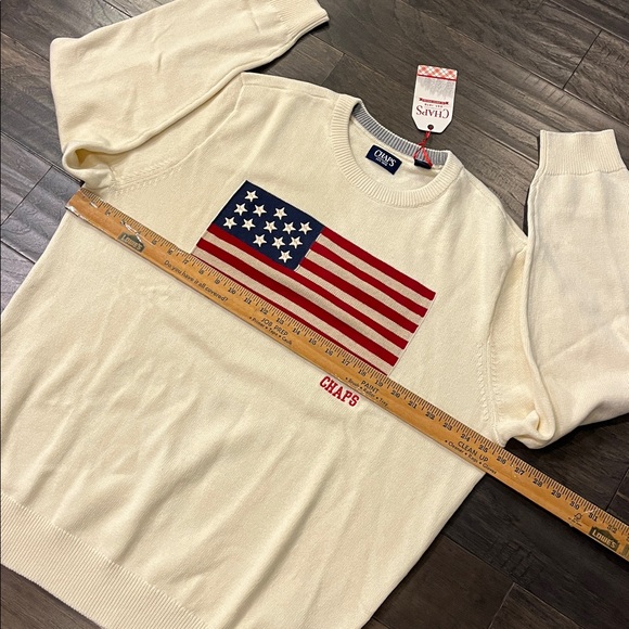 Chaps Ralph Lauren American Flag USA Sweater Crew Cream new Mens Size XXL - Picture 7 of 12
